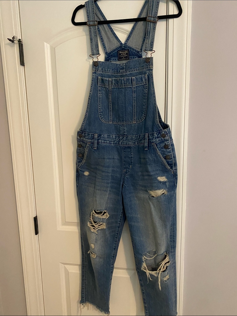 Abercrombie & Fitch Light Blue Denim Overalls